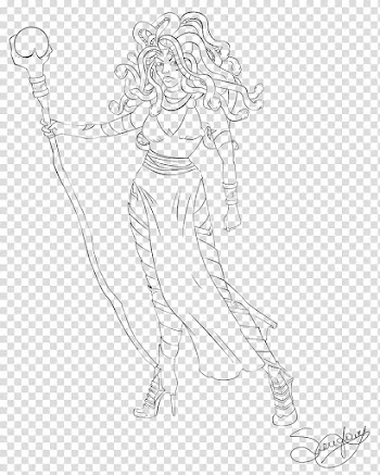 Sorceress Line Art transparent background PNG clipart