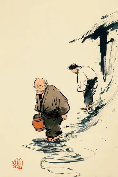 Sorrowful Reflection: A 19th Century Sumi-e Scene of Rural Life in Japan Sorrowful Reflection: A 19th Century Sumi-e Scene of Rural Life in Japan