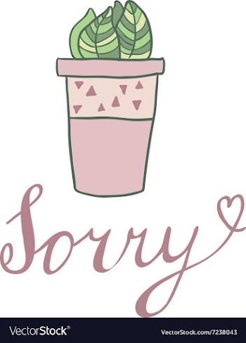 Sorry card with cute hoseplant vector image