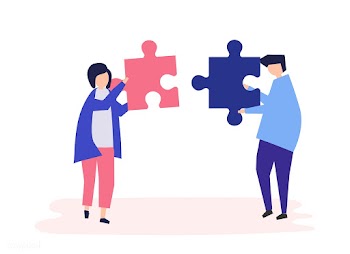 Soulmates connecting jigsaw pieces together | Free stock vector - 478605