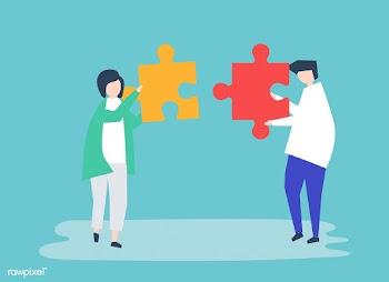 Soulmates connecting jigsaw pieces together | Free stock vector - 478935