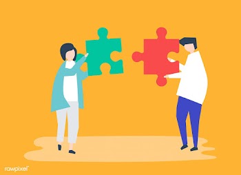 Soulmates connecting jigsaw pieces together | Free stock vector - 481120