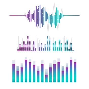 Sound wave equalizer vector design set