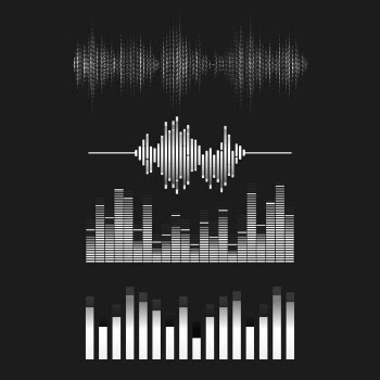 Sound wave equalizer vector design set