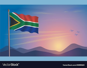 south africa flag in the morning sun