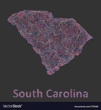 South Carolina line art map vector image