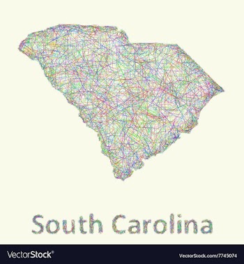 South Carolina line art map vector image