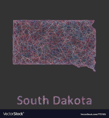 South Dakota line art map vector image