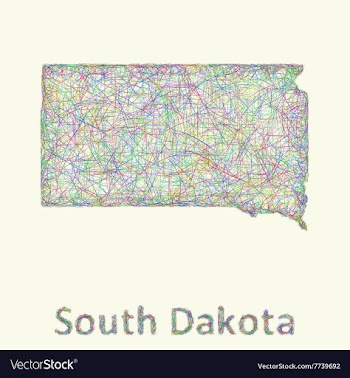South Dakota line art map vector image