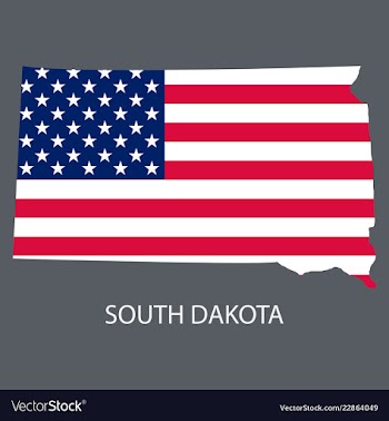 South dakota state of america with map flag print vector image