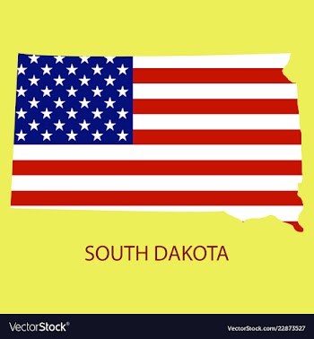 South dakota state of america with map flag print vector image
