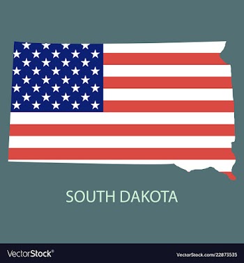 South dakota state of america with map flag print vector image