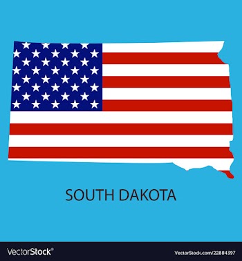 South dakota state of america with map flag print vector image