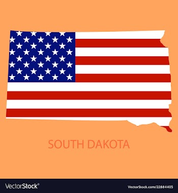 South dakota state of america with map flag print vector image