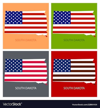 South dakota state of america with map flag print vector image