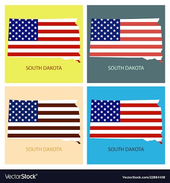 South dakota state of america with map flag print vector image