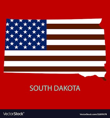 South dakota state of america with map flag print vector image