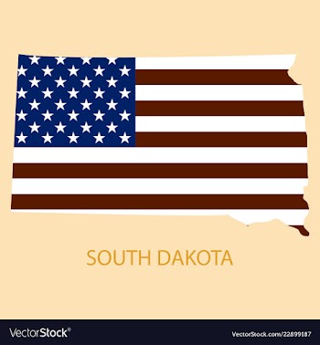 South dakota state of america with map flag print vector image