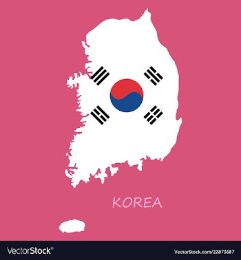 South korea map flat icon with long shadow eps10 vector image