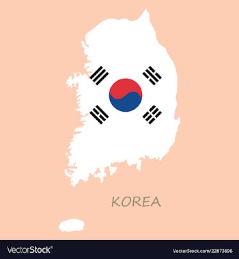South korea map flat icon with long shadow eps10 vector image