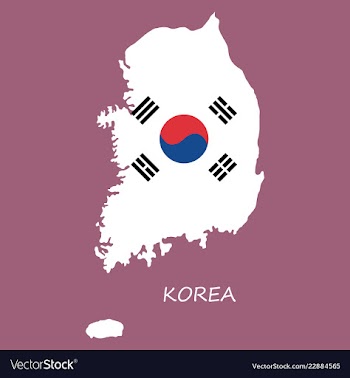 South korea map flat icon with long shadow eps10 vector image