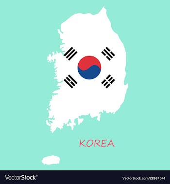 South korea map flat icon with long shadow eps10 vector image