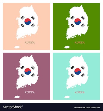 South korea map flat icon with long shadow eps10 vector image