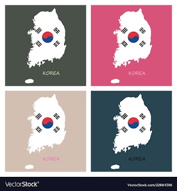 South korea map flat icon with long shadow eps10 vector image
