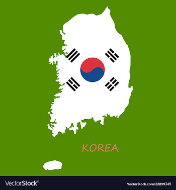 South korea map flat icon with long shadow eps10 vector image
