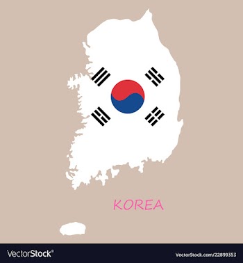 South korea map flat icon with long shadow eps10 vector image