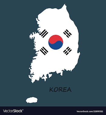 South korea map flat icon with long shadow eps10 vector image