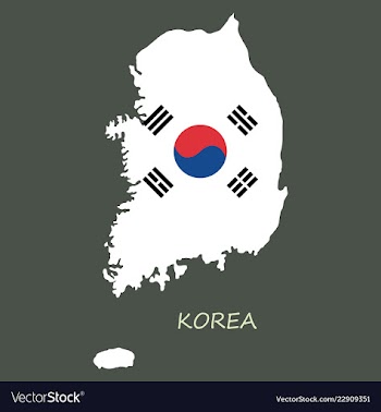 South korea map flat icon with long shadow eps10 vector image