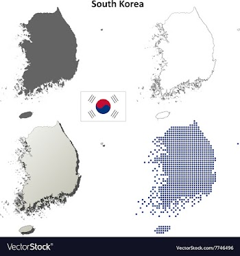 South Korea outline map set vector image