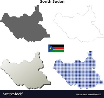 South Sudan outline map set vector image