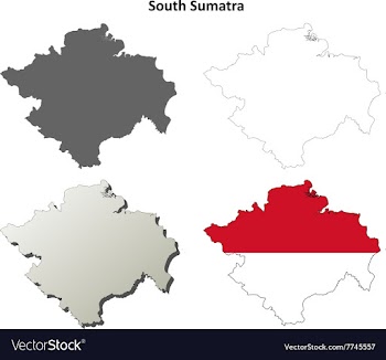 South Sumatra blank outline map set vector image