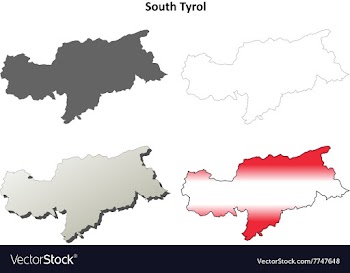 South Tyrol outline map set - Austrian version vector image