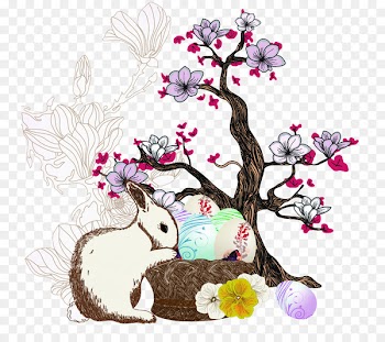 Southern magnolia Drawing Tree Illustration - Hand-painted cartoon rabbit eggs 