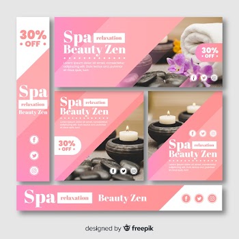 Spa banner collection with photo