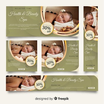 Spa banner collection with photo Free Vector