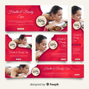 Spa banner collection with photo Free Vector