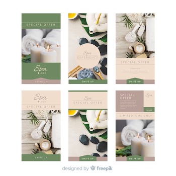 Spa instagram stories template set Free Vector