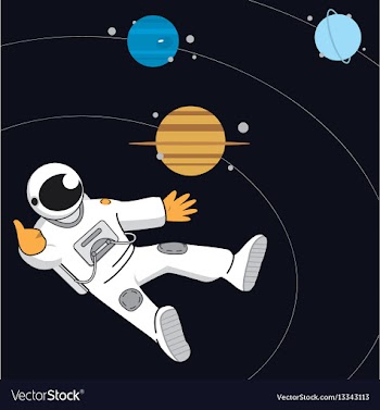 Space banner with astonaut neptune saturn vector image