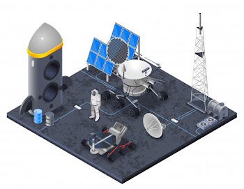 Space isometric concept Free Vector