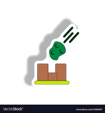 Space meteorite falling on buildings vector image