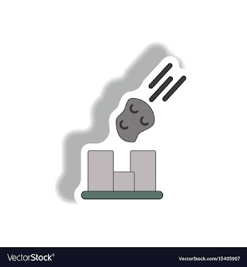 Space meteorite falling on buildings vector image