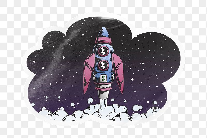 Space rocket png cloud badge | Free PNG - rawpixel