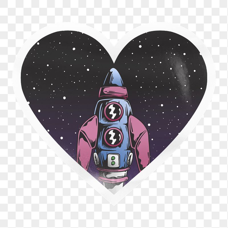 Space rocket png heart badge | Free PNG - rawpixel