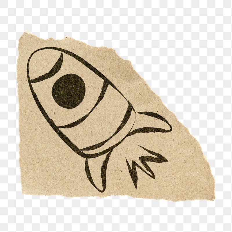 Space rocket ripped paper doodle | Free PNG - rawpixel