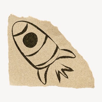Space rocket ripped paper doodle | Free PSD - rawpixel