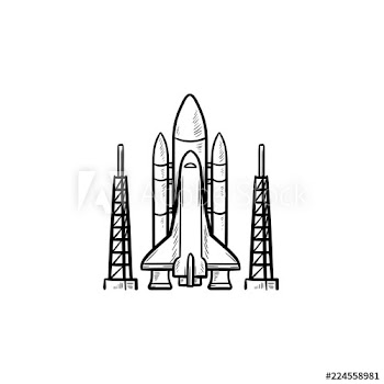 Space shuttle hand drawn outline doodle icon